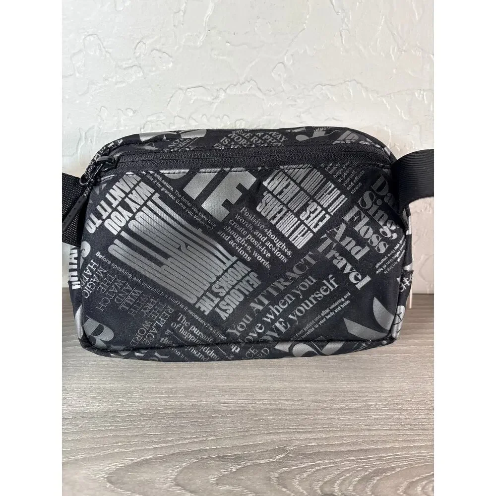 Lululemon Adjustable‎ Belt Bag Manifesto Black and Gray -Dance Sing Travel